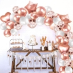 Ballongbåge - Metall Roséguld/Vit  99st Starka Ballonger