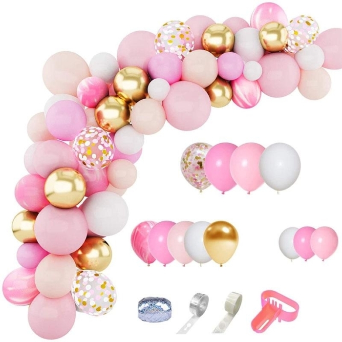 Ballongbåge - Rosa/Guld