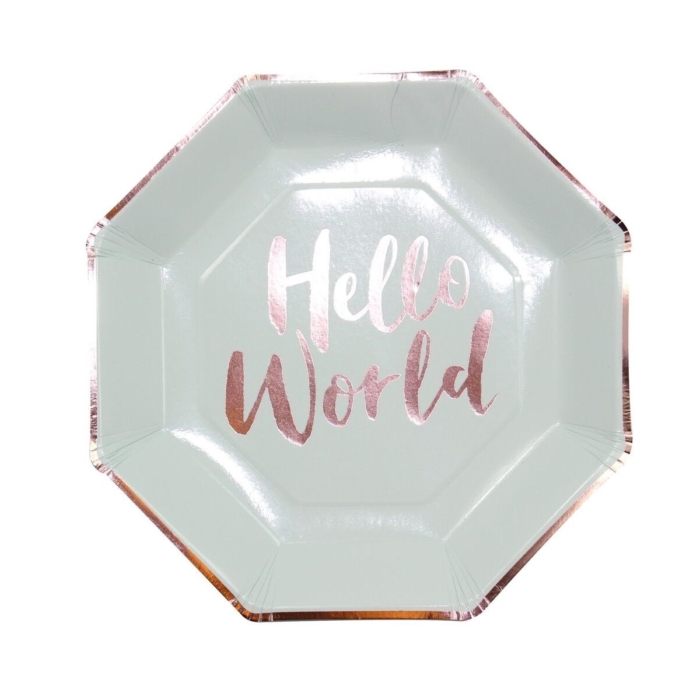 Papptallrikar Mint - Hello World