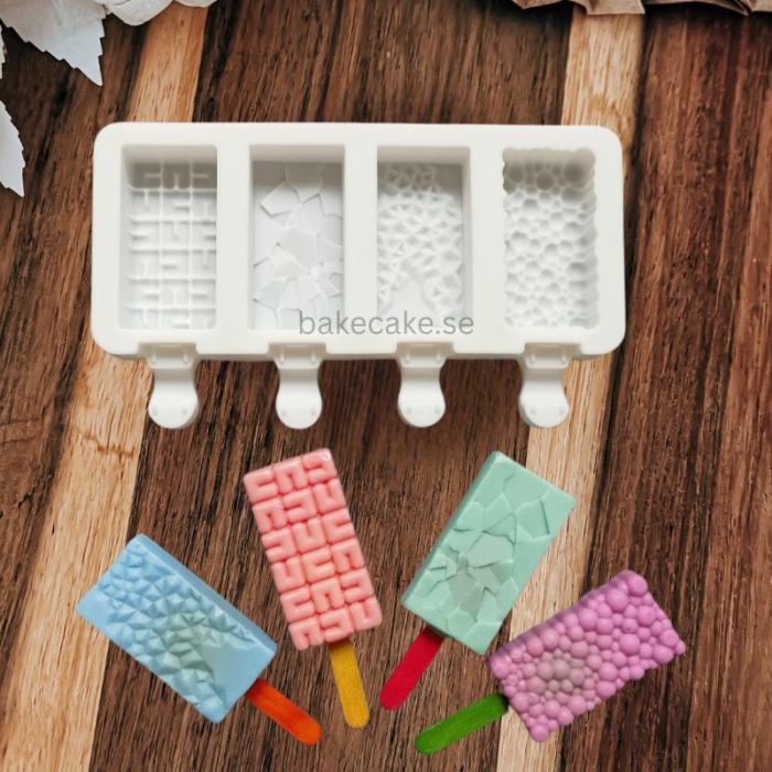 Popsicle Silikonform – Unika Mönster för Glass & Desserts