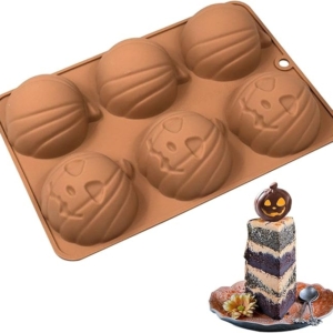 Pumpaform Pumpa Silikonform – 6 roliga ansikten för Halloween Silikonform