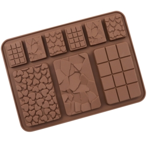 Silikon Chokladform - Hjärta, Sprucken Sten och Rutmönster