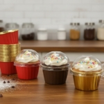 Muffinsform med Lock 30st Cupcakesform Aluminium Röd, Guld och Kaffebrun