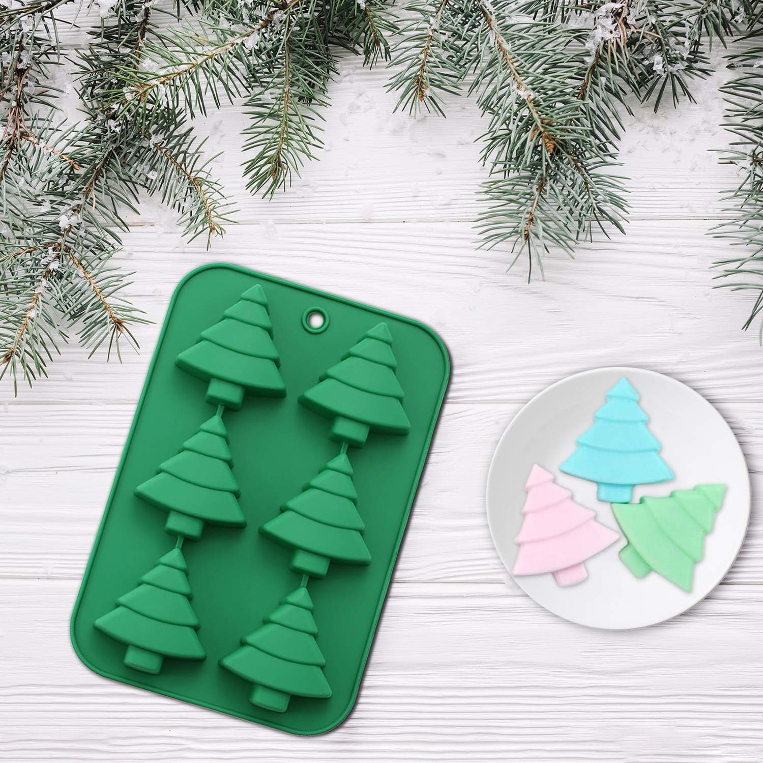 Julgran Silikonform - 6 Fack för Festliga Choklad & Godsaker